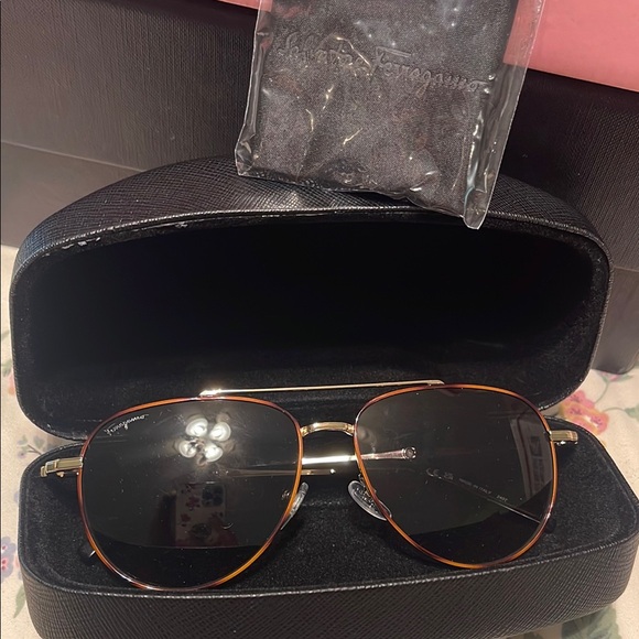 Ferragamo 58 Double-bridge aviator acetate/metal Sunglasses UNISEX